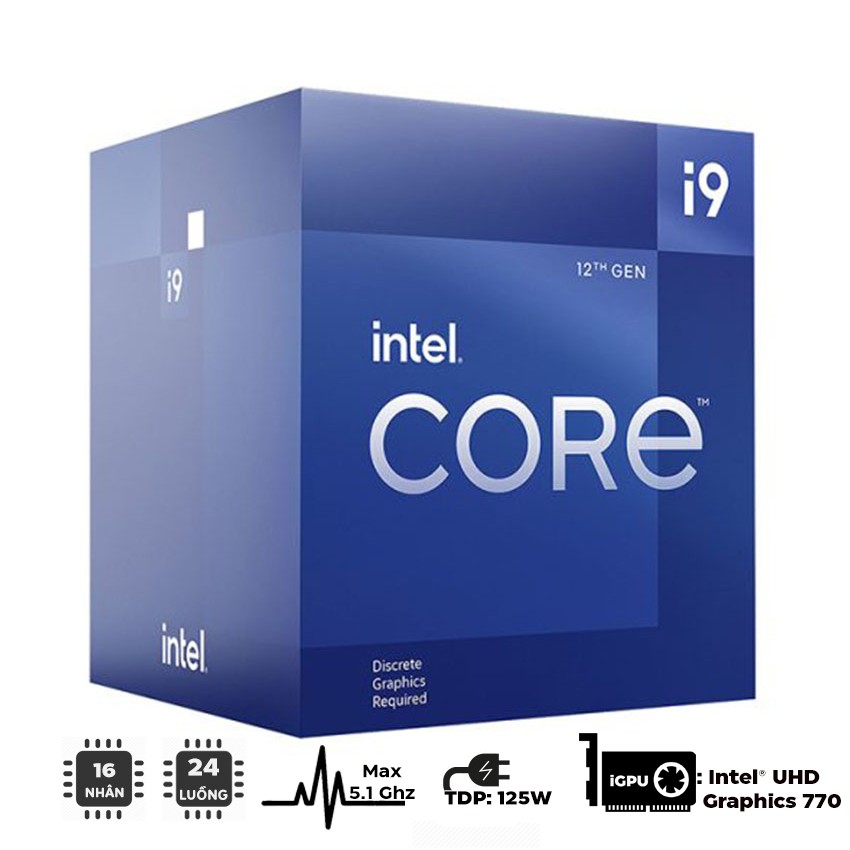 CPU INTEL CORE I9-12900 (2.4GHZ TURBO UP TO 5.1GHZ, 16 NHÂN 24 LUỒNG, 30MB CACHE, 65W) - SOCKET INTEL LGA 1700/ALDER LAKE)
