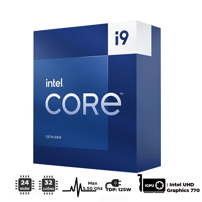 CPU INTEL CORE I9-13900F (UP TO 5.6GHZ, 24 NHÂN 32 LUỒNG, 36MB CACHE, 65W) - SOCKET INTEL LGA 1700/RAPTOR LAKE)