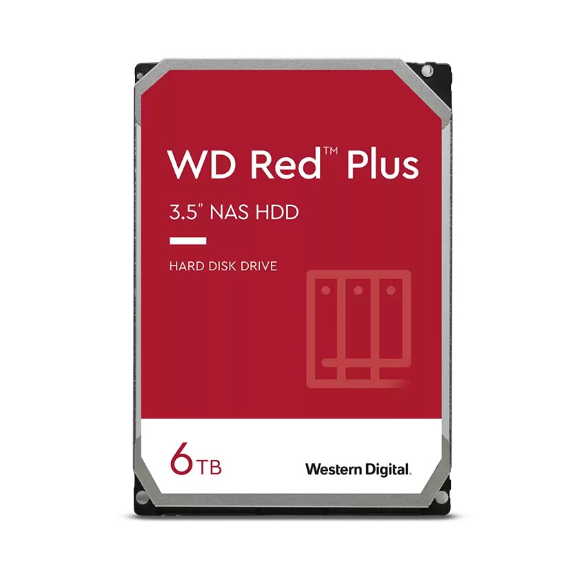 Ổ CỨNG HDD WD 6TB RED PLUS 3.5 INCH, 5640RPM, SATA, 128MB CACHE (WD60EFZX)