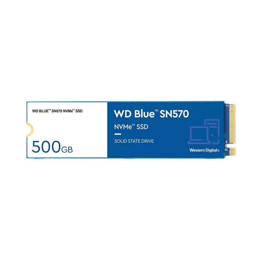 Ổ CỨNG SSD WD SN570 BLUE 500GB M.2 2280 PCIE NVME 3X4 (ĐỌC 3500MB/S - GHI 2300MB/S) - (WDS500G3B0C)