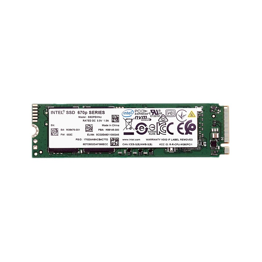 Ổ CỨNG SSD INTEL 670P 512GB NVME M.2 2280 PCIE GEN 3.0X4 (ĐỌC 3000MB/S - GHI 1600MB/S) - (SSDPEKNU512GZX1)