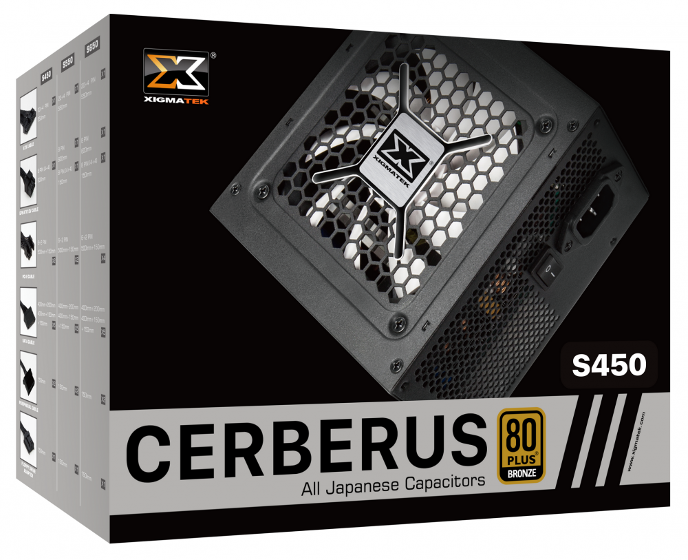 XIGMATEK CERBERUS S450 450W (EN41121) - 80PLUS BRONZE, 100% JAPANESE CAPs